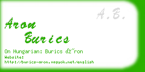 aron burics business card